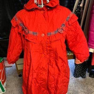 Rothschild brand red long dress coat with hood size 6X
